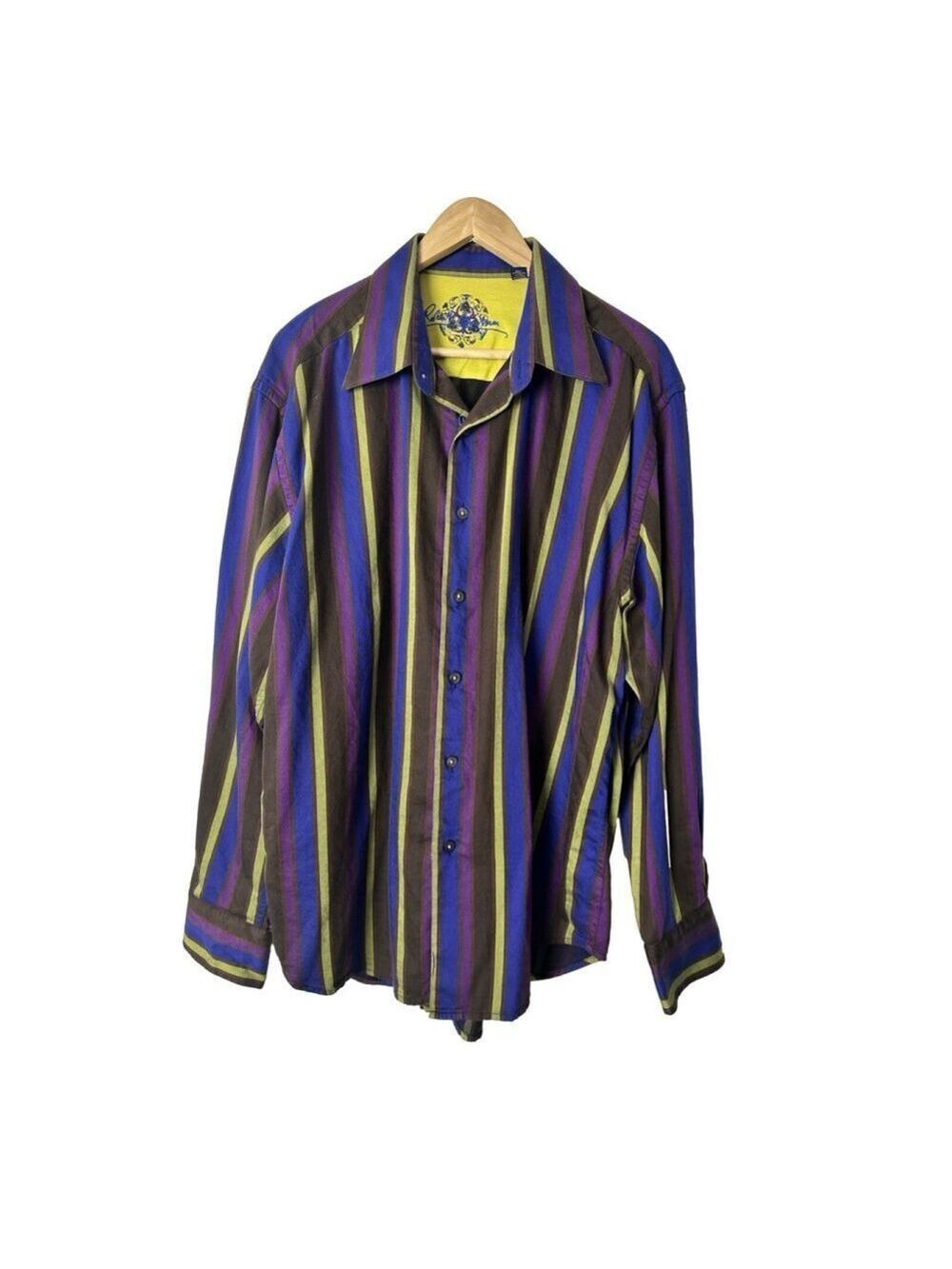Robert Graham Flip Cuff Contrast Collar Dress Shirt Men’s 2XL Classic Fit Dressy